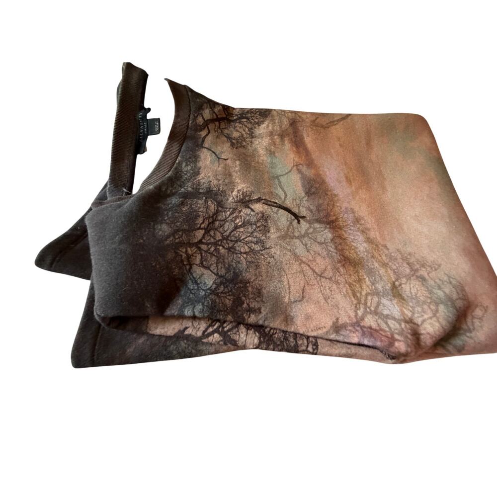 ALLSAINTS Small Forest Landscape Print Sweatshirt Dress Shoulder Pads Art Print - Picture 11 of 11